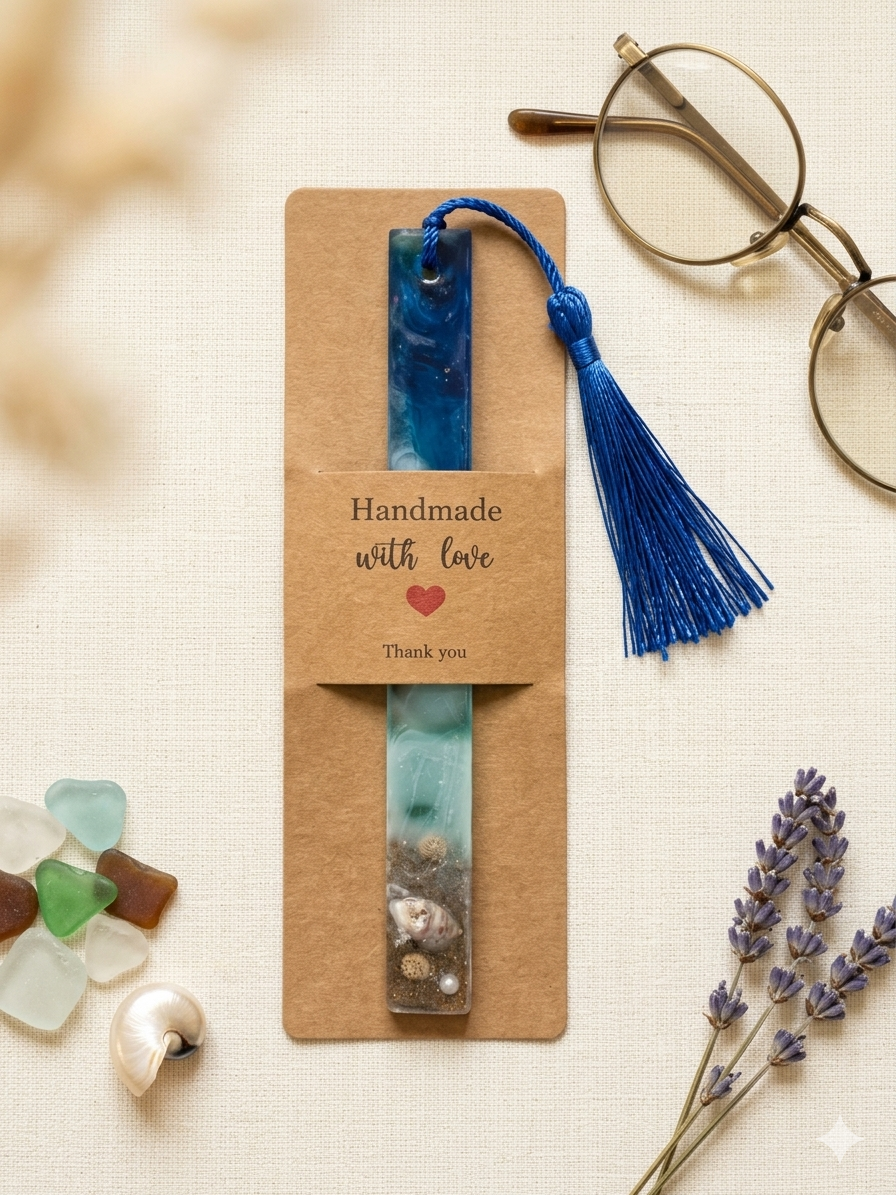 Ocean Soul Resin Bookmark with Tassel