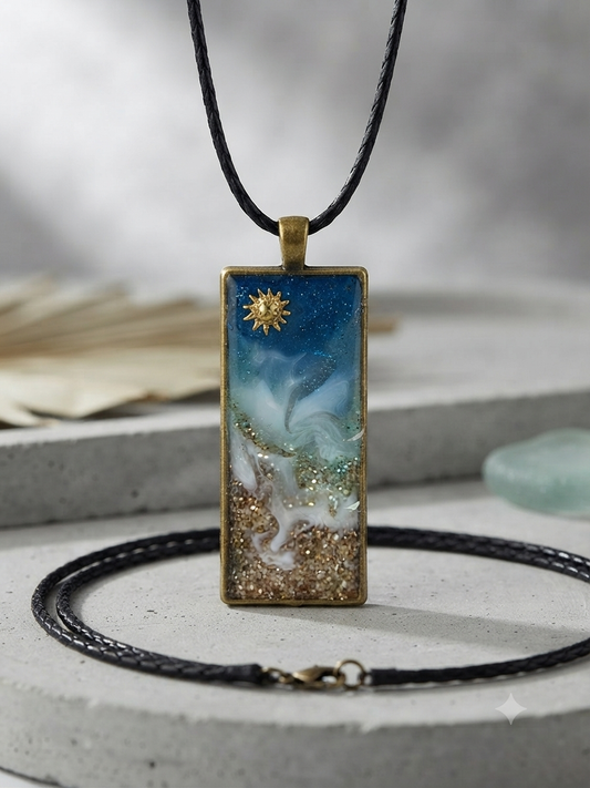 Sunny Ocean Resin Pendant Necklace