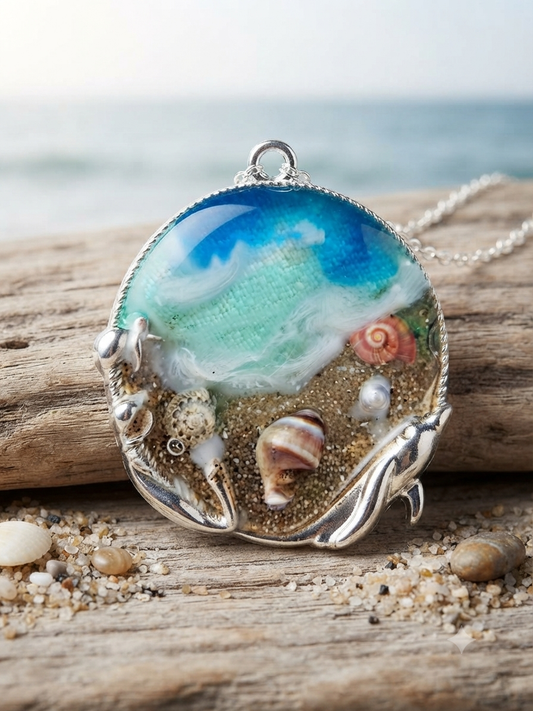 Ocean Soul Resin Pendant Necklace