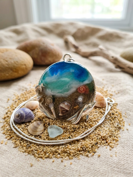 Ocean Soul Resin Pendant Necklace