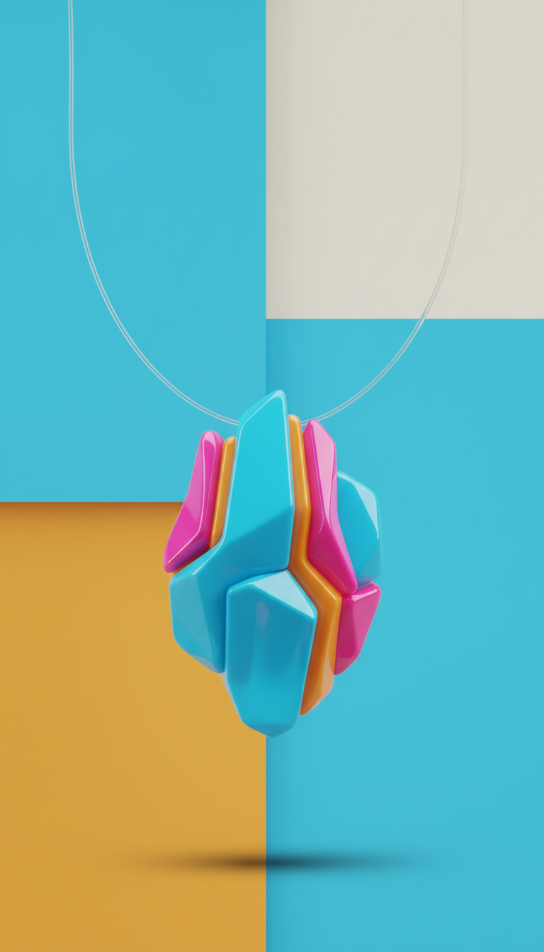Electric Azure Sculptural Pendant Necklace