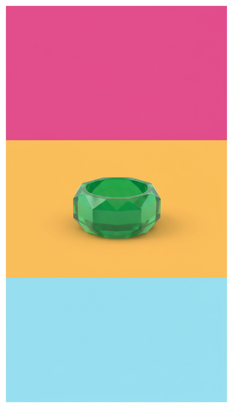 Vivid Jade Geometric Resin Ring